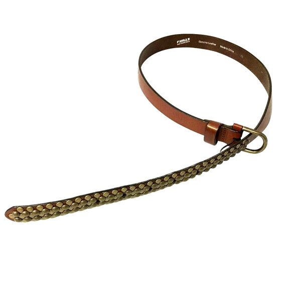 7 HILLS SAN FRANCISCO Women Leather Studded Belt Brass Buckle 28–33” S/M main image 5